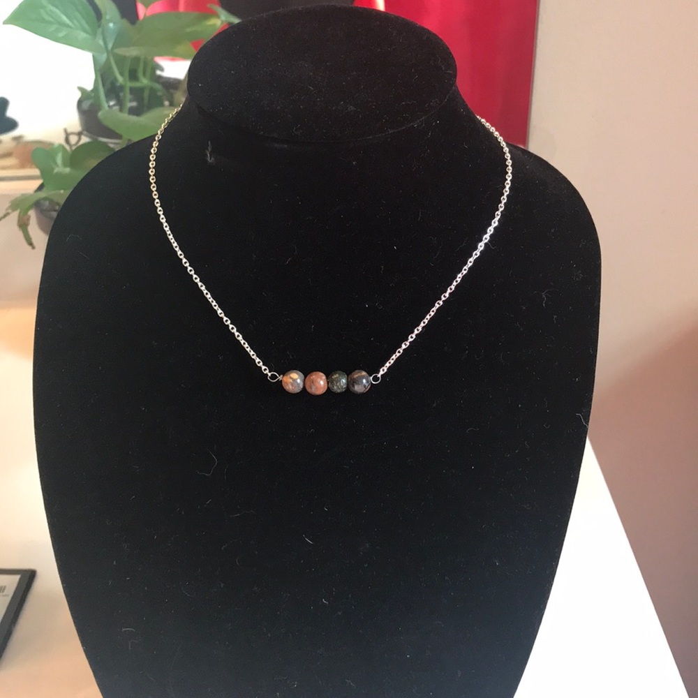 Beautiful beaded necklace with silver chain